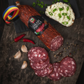 Salam Pintea Ferma crud-uscat 95% carne de porc românească, produs artizanal de Ferma Zootehnică Baia Mare